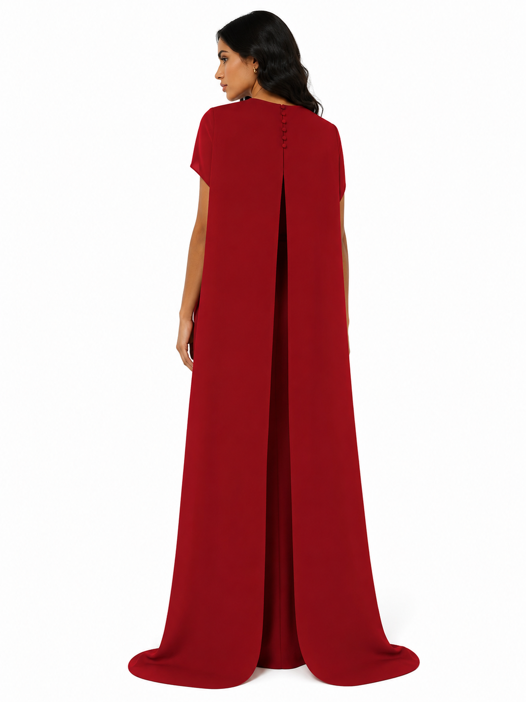 cape-sleeve column gown in ivory – Thuna