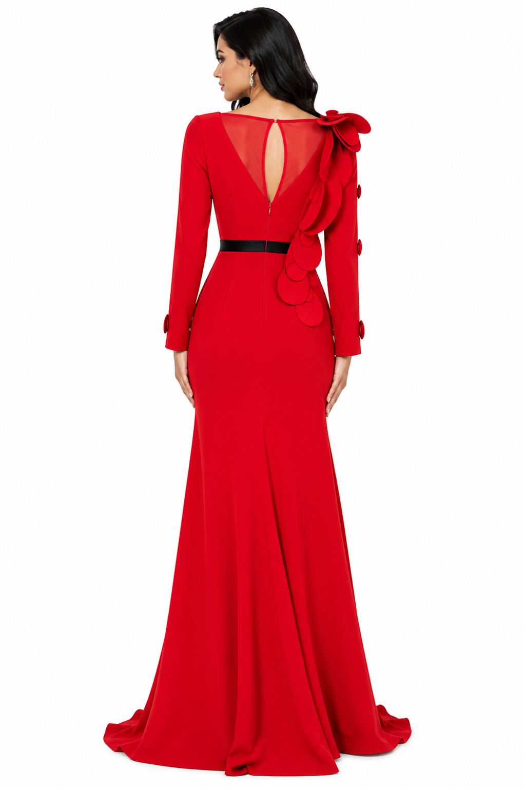 applique detail gown with sculpted shoulder – Farein