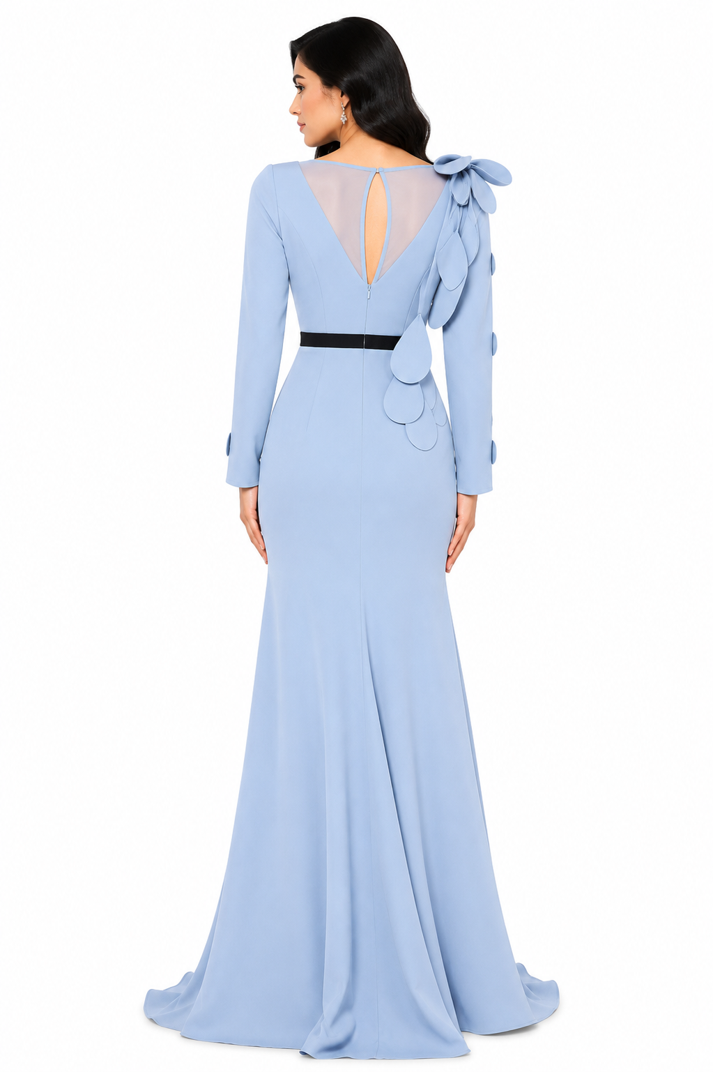 applique detail gown with sculpted shoulder – Farein