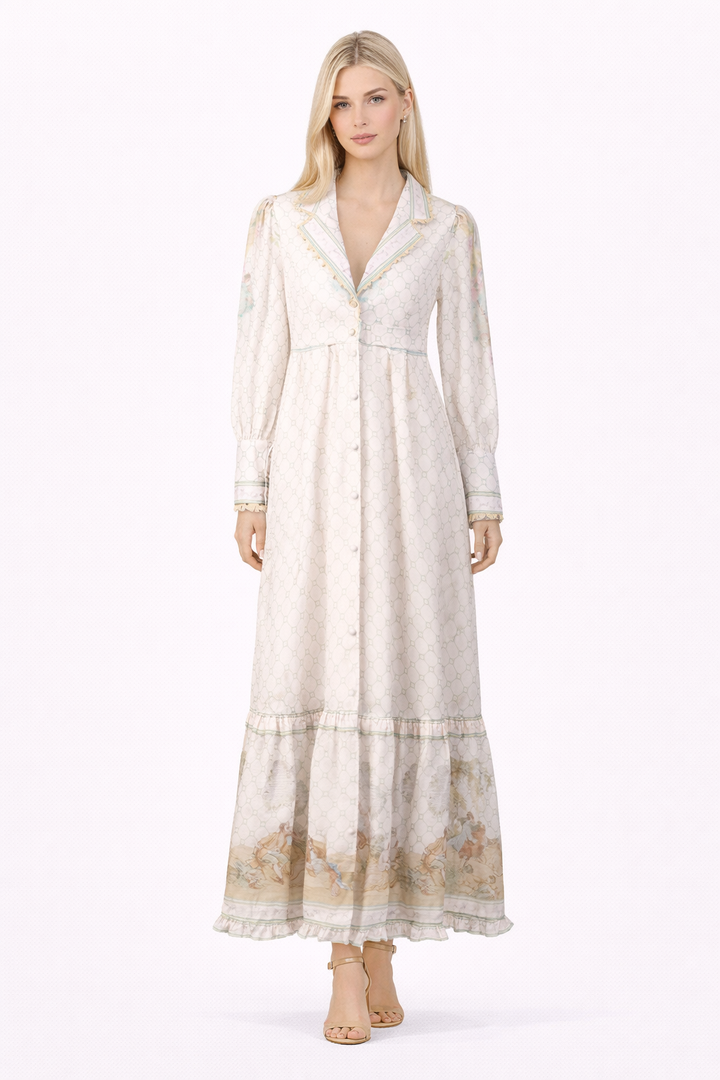 floral print ruffle hem shirt maxi dress – WHISPER
