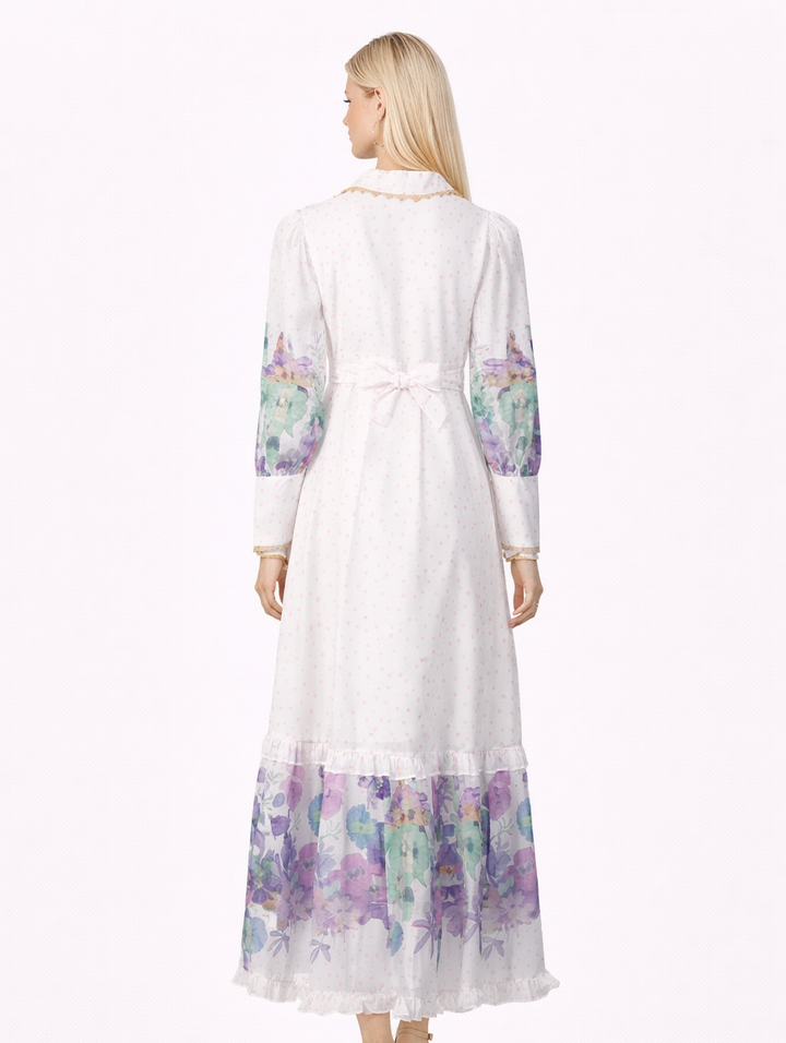 floral print ruffle hem shirt maxi dress – WHISPER