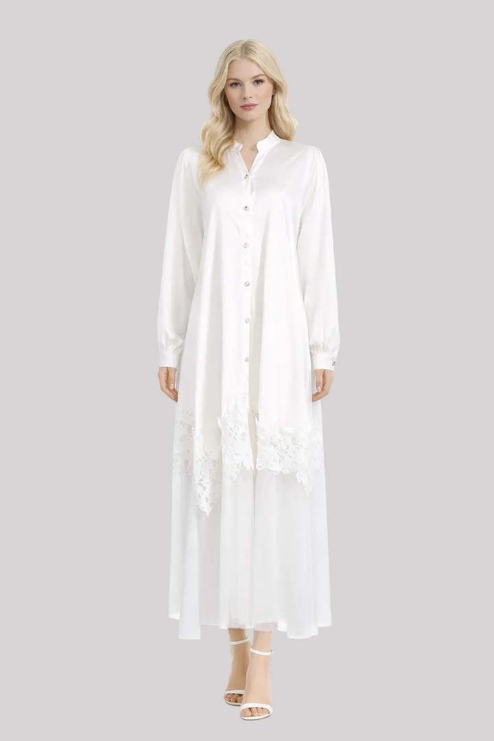 button-front lace hem maxi dress – MIDNIT