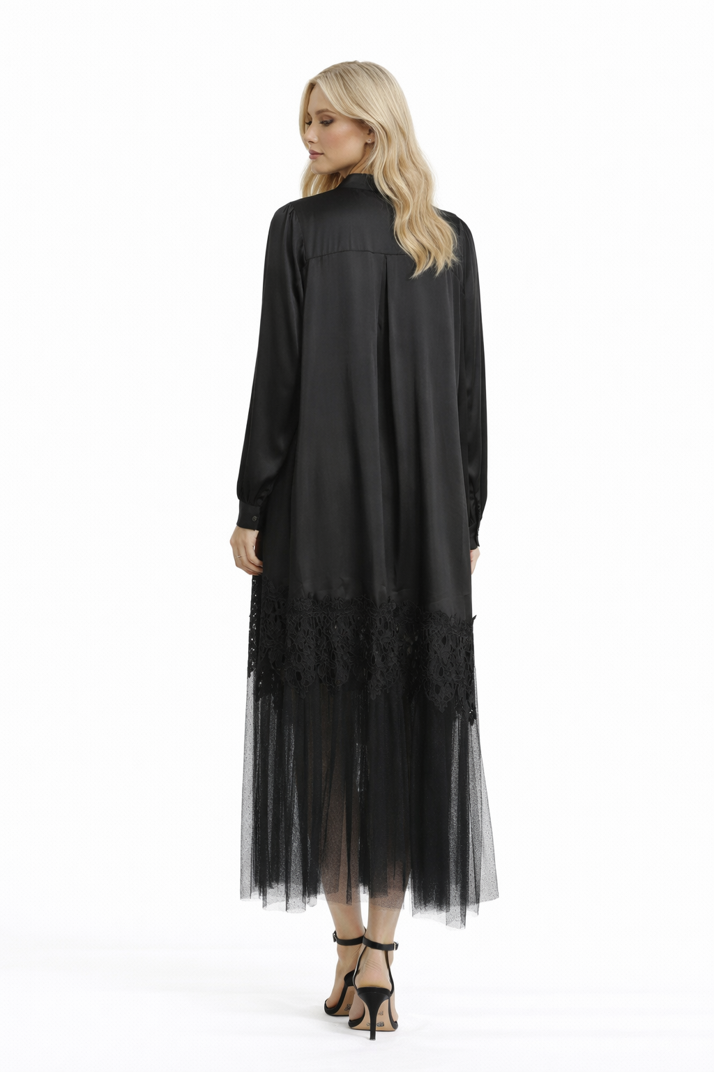 button-front lace hem maxi dress – MIDNIT