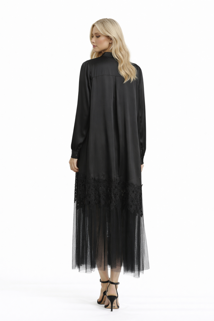 button-front lace hem maxi dress – MIDNIT