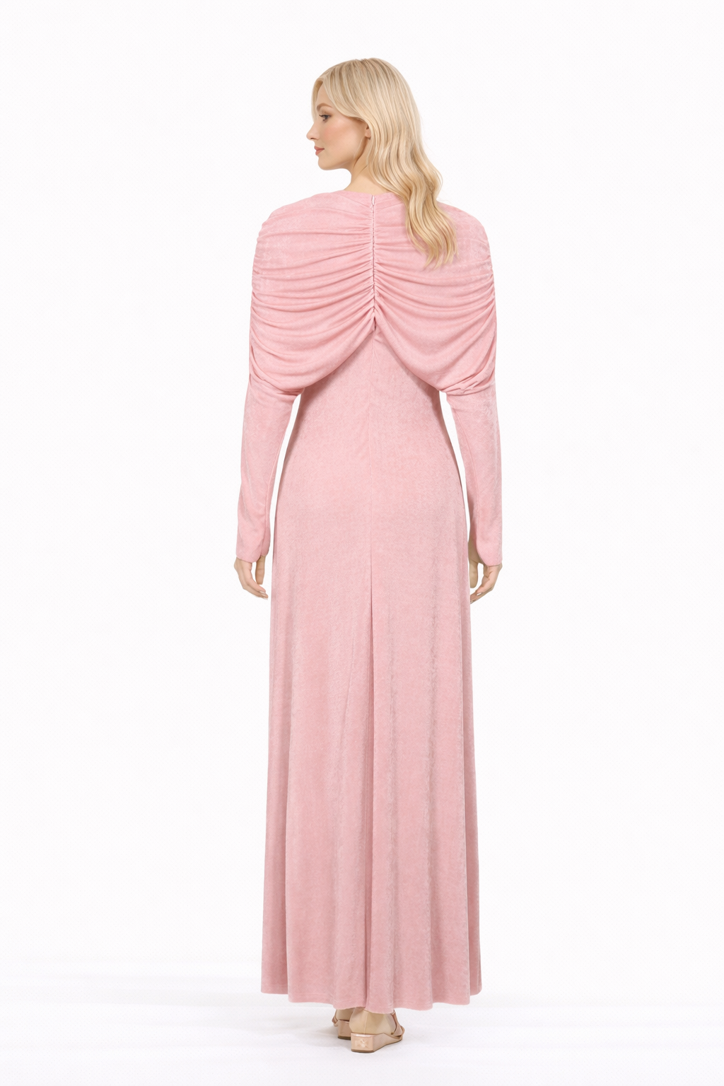 twisted neckline long sleeve velvet maxi dress – ROSRA