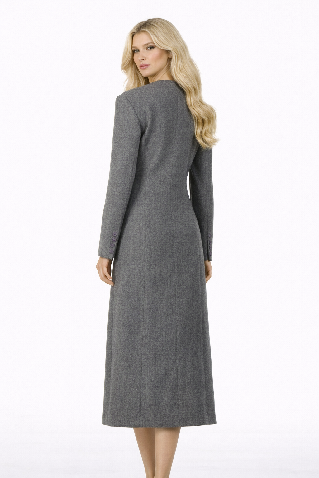 asymmetrical button long sleeve tailored midi dress – URBAN