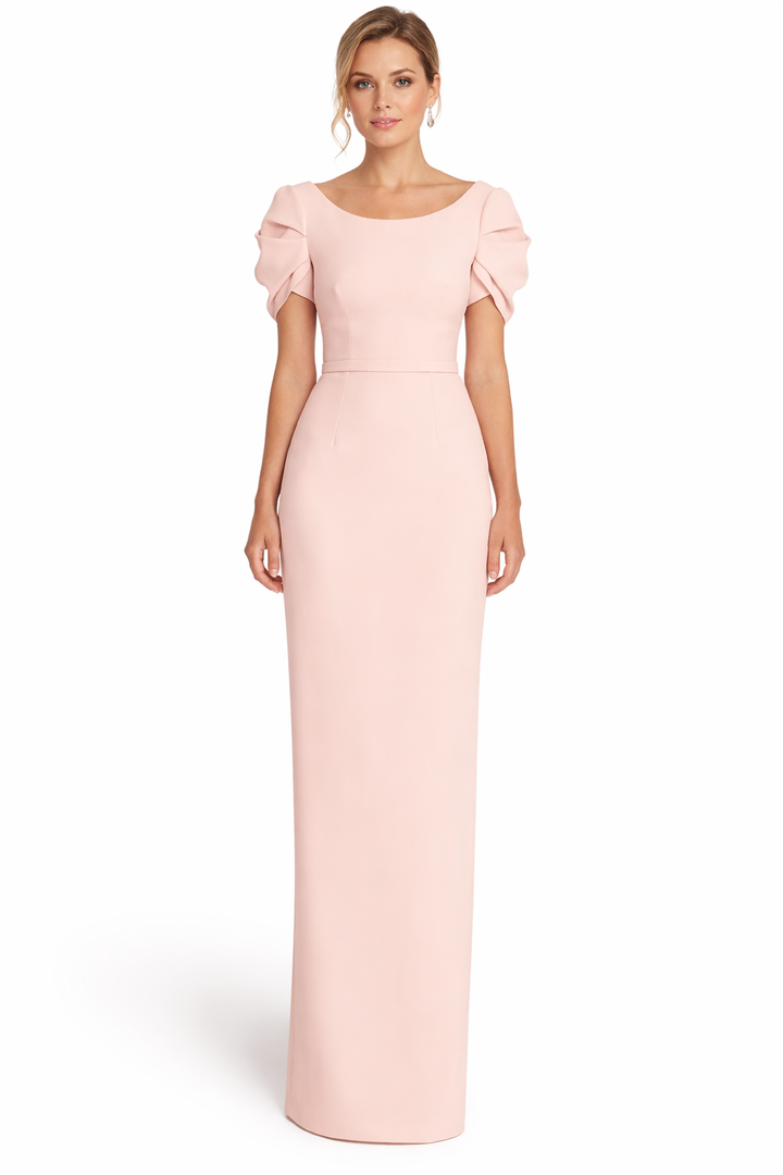 scoop neck puff sleeve column maxi dress – GRACE