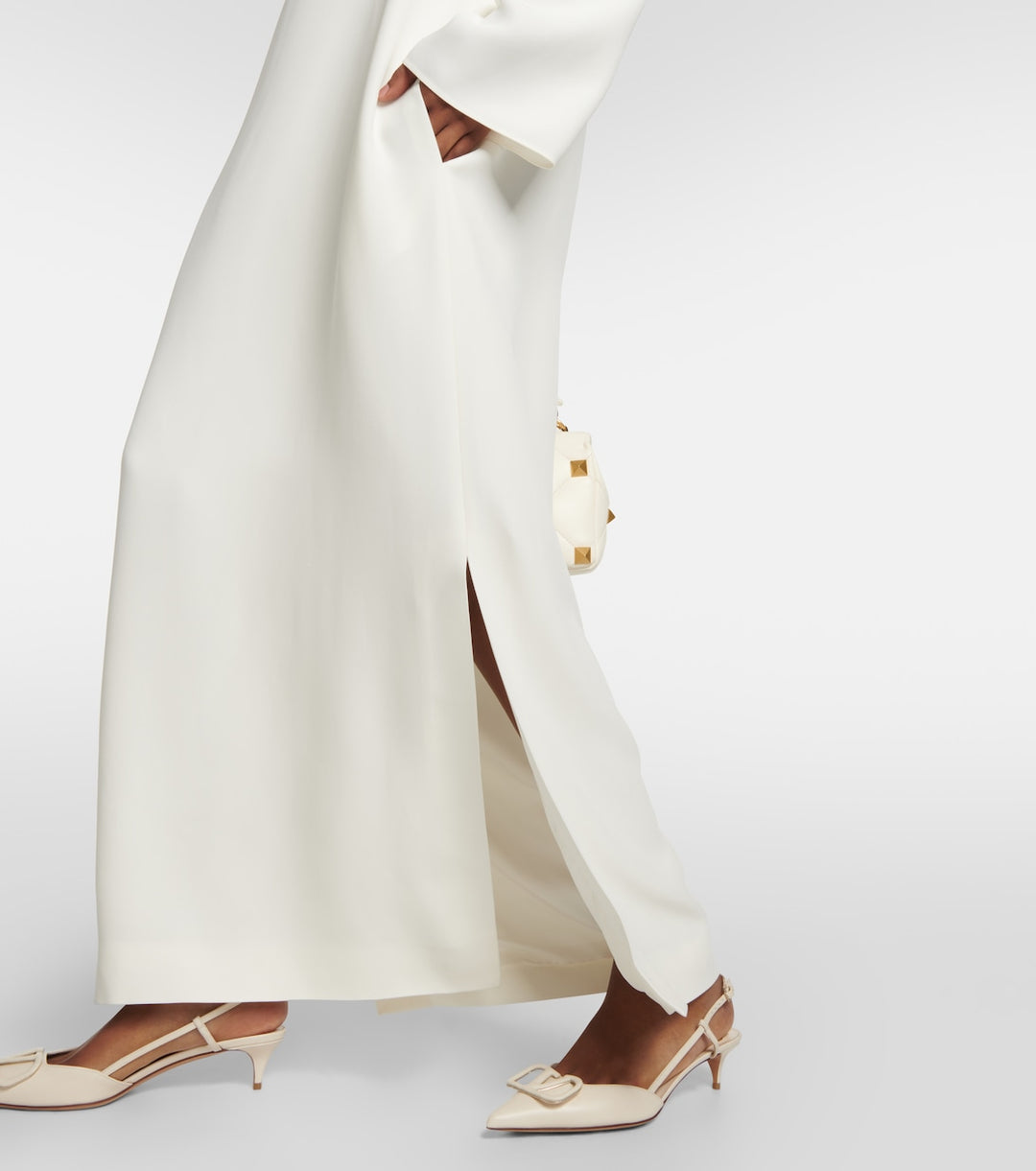 long sleeve column dress with v-slit neckline – ASHALEI