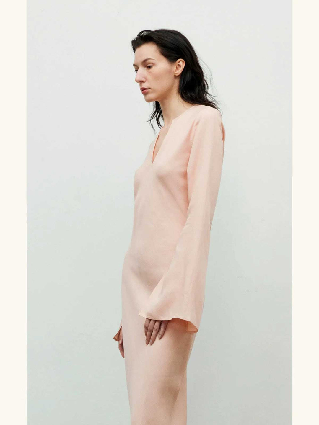 flared-sleeve maxi dress with notch neckline – SOLANA