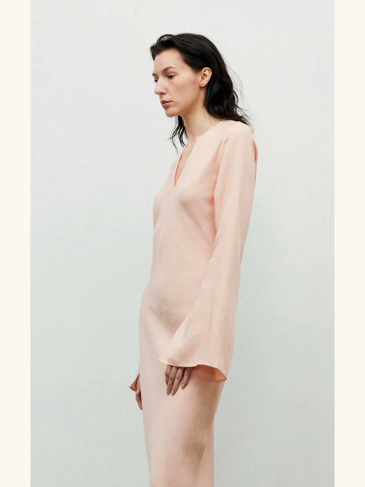 flared-sleeve maxi dress with notch neckline – SOLANA