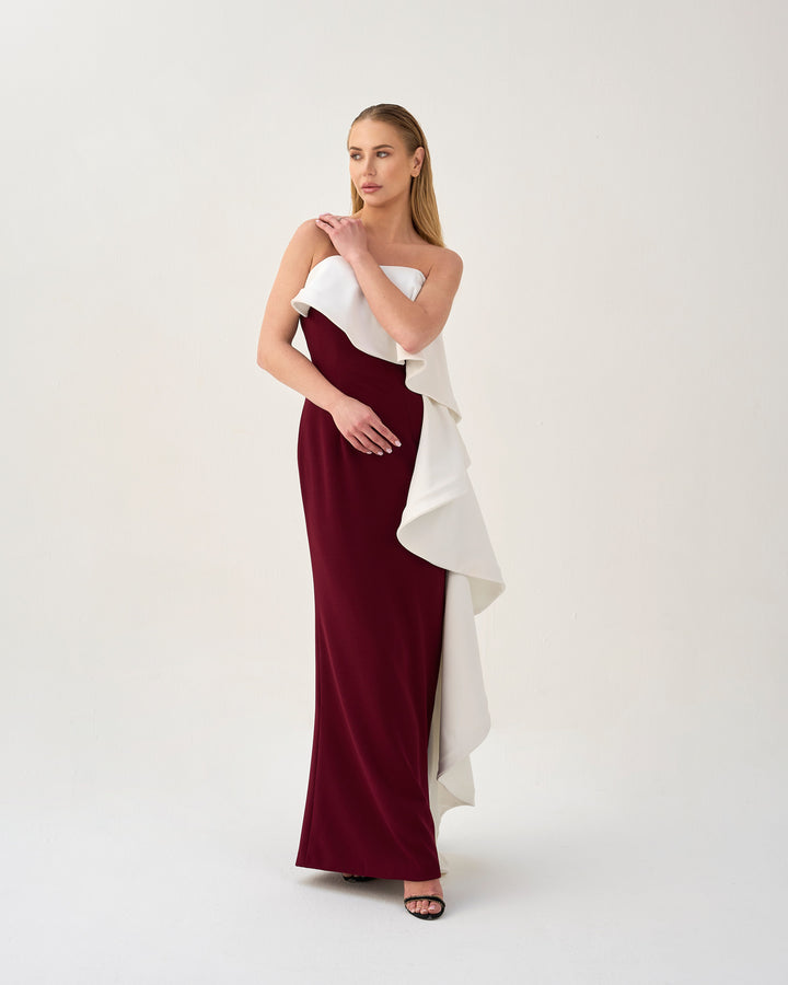 Strapless dress with side ruffle - FENE