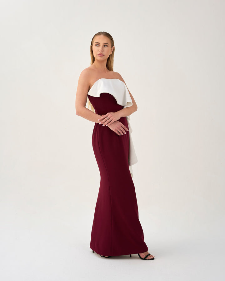 Strapless dress with side ruffle - FENE