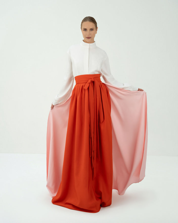 floor-length skirt with straps and white shirt  - IMARA SET