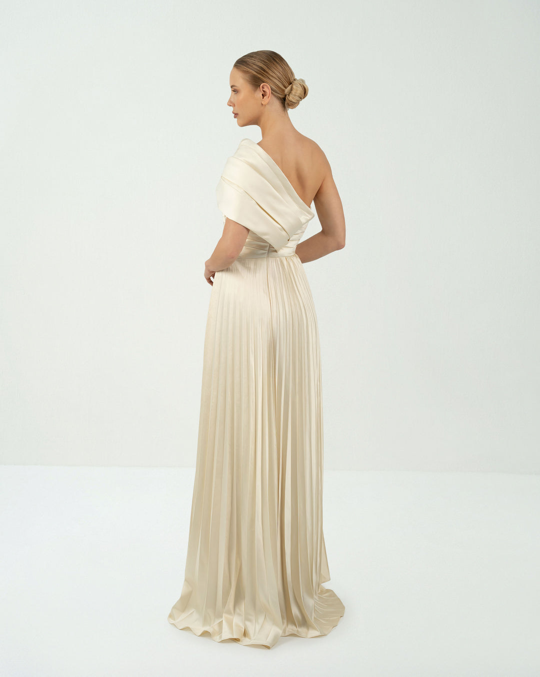 Shoulder off pleated dress - TESSA