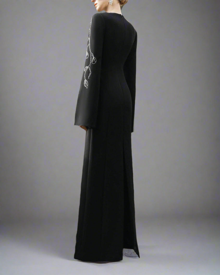 Embellished Column Dress with Cape Sleeves - Marina