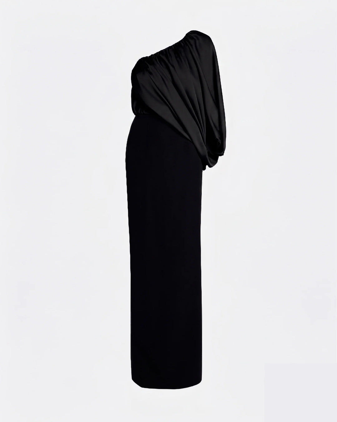 Black One-Shoulder Draped Maxi Dress - Eclipse
