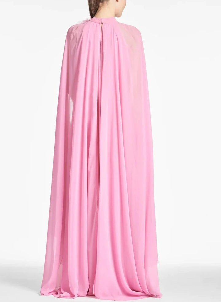 Cape gown with floral applique neckline –Royah