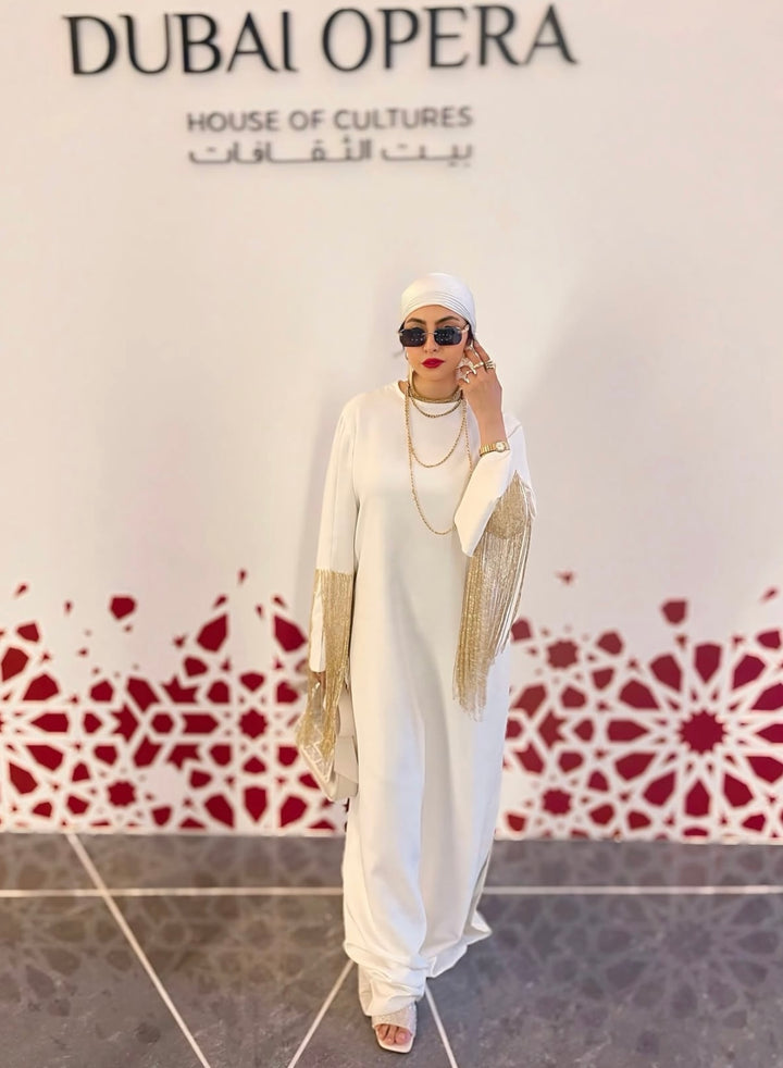 فستان فضفاض مع الأكمام المخرمة - غريبة الزايدين