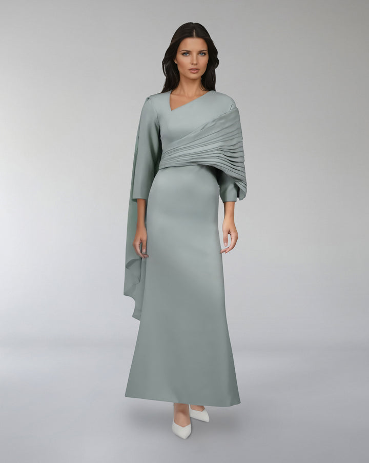 Asymmetrical Draped Sleeve Gown – SELE
