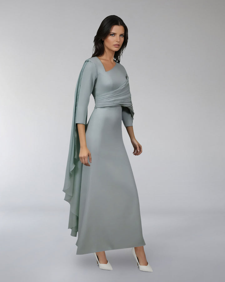 Asymmetrical Draped Sleeve Gown – SELE