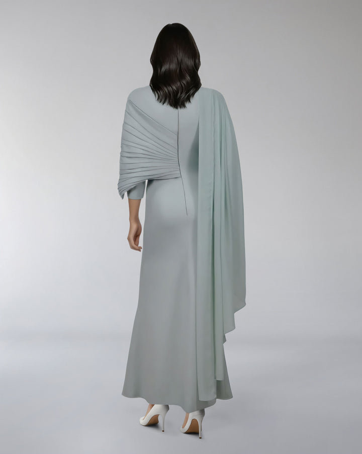 Asymmetrical Draped Sleeve Gown – SELE