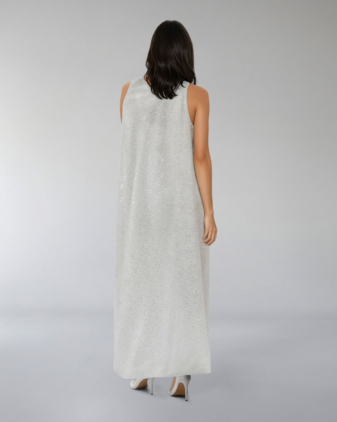 Strapless Sequined Column Dress with Draped Cape – AUROOR