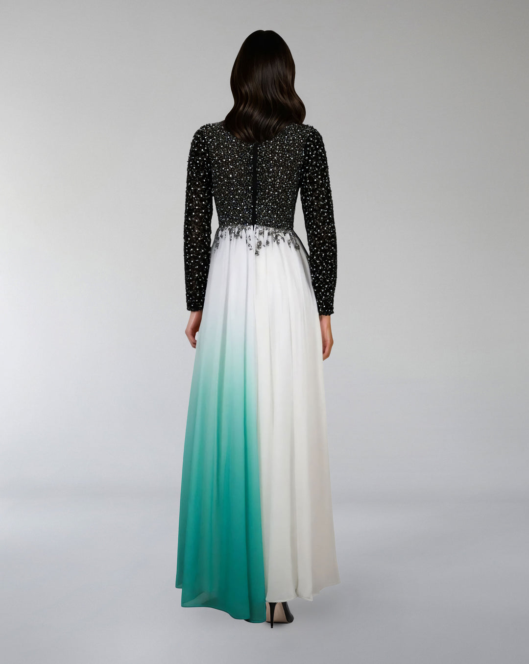 Plunging Ombre Gown with Embellished Bodice – ASTRIID