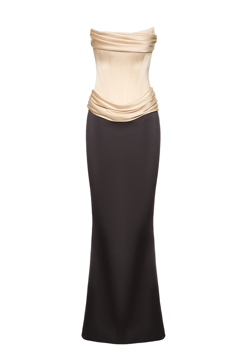 strapless corset gown with draped waist – CAMILLE