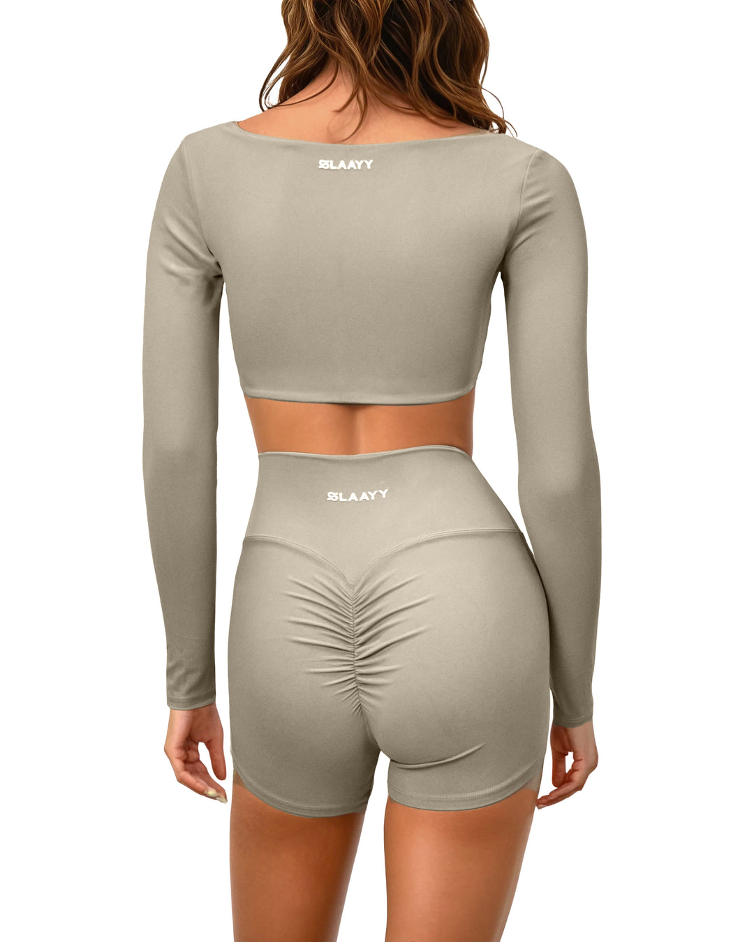 long-sleeve crop top with high-waist shorts set – SAGE FLEX