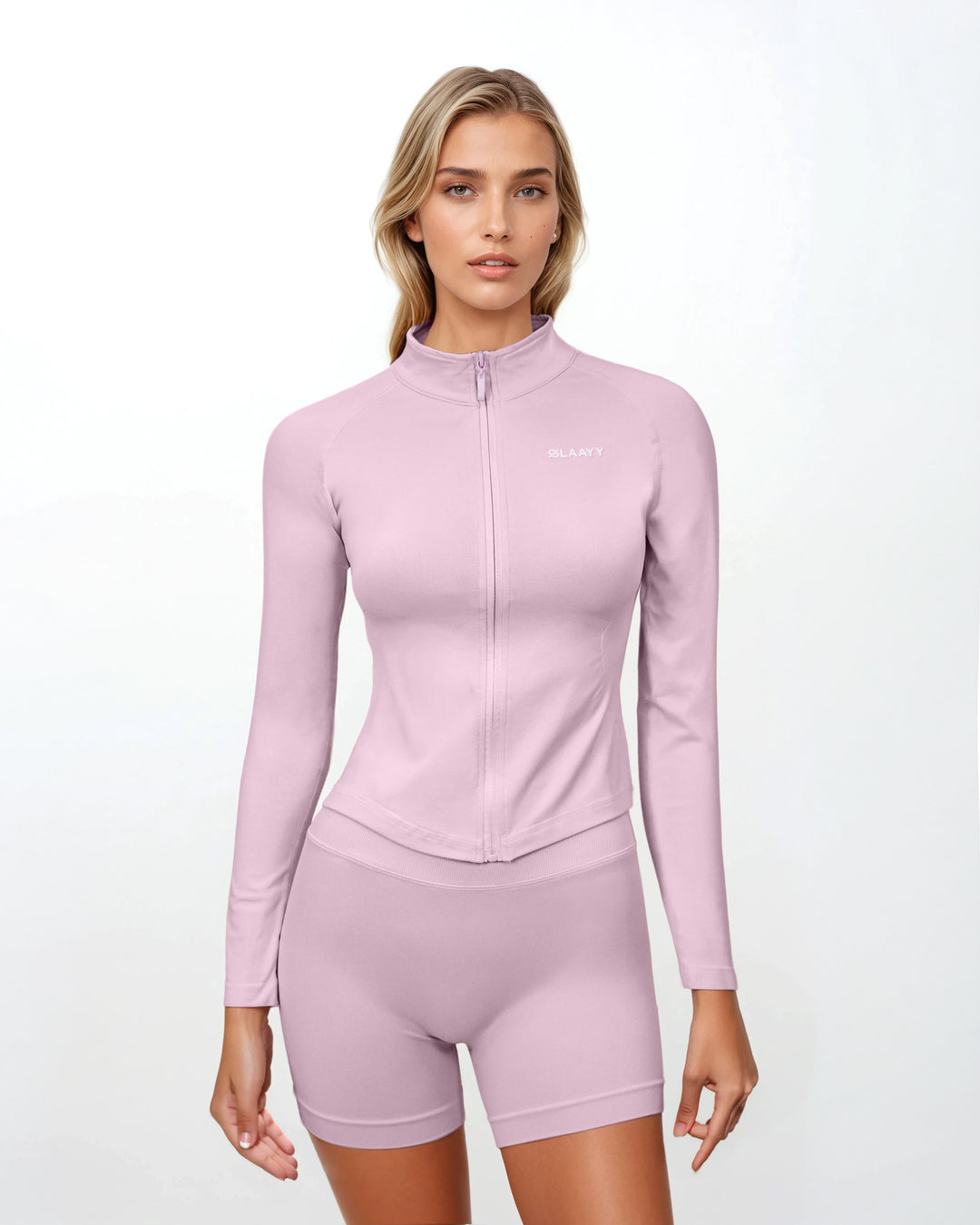 zip-front long-sleeve jacket & shorts set – LILAH