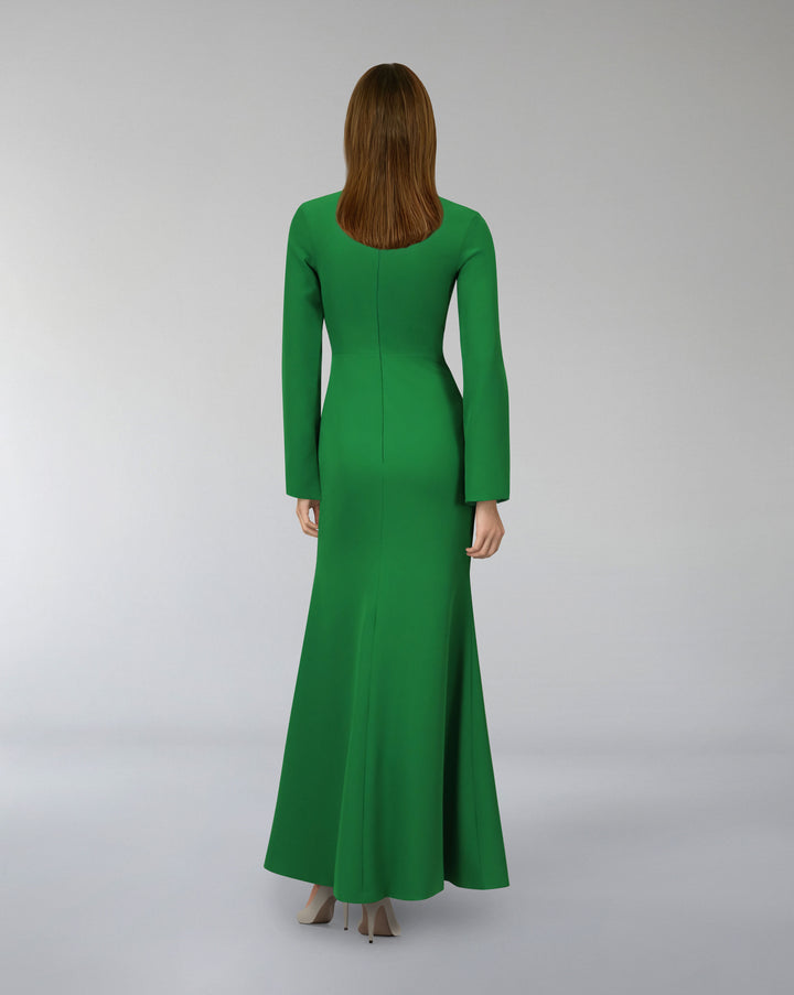 Buttoned long sleeve dress with side slit - POONY-1