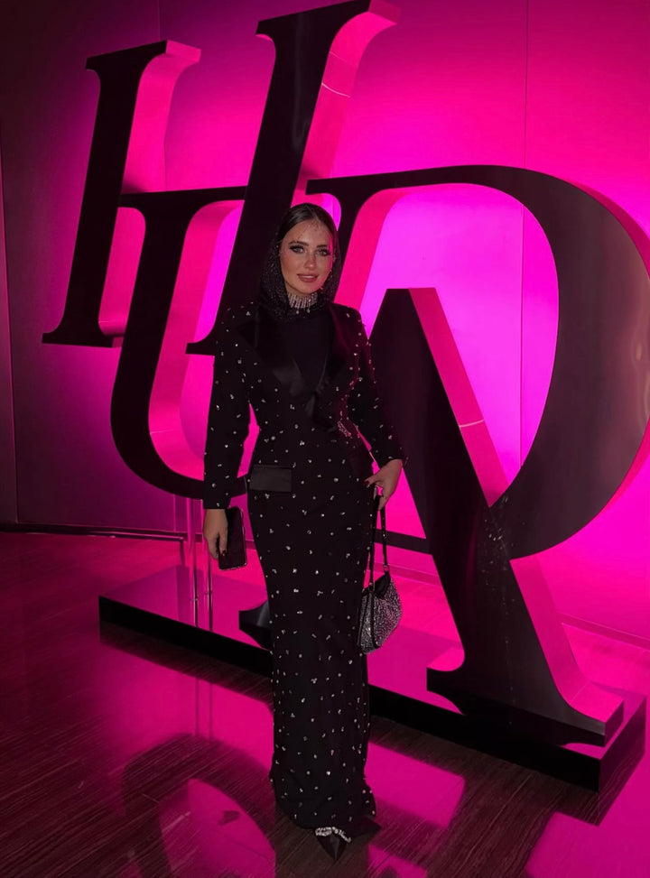 Fully beaded blazer dress-Rawaa