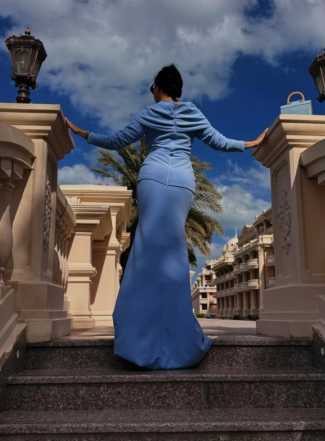 off-shoulder draped gown with peplum waist – SERENL