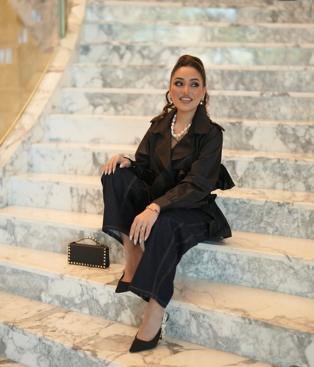 Pleated Ruffle Tie-Up Jacket