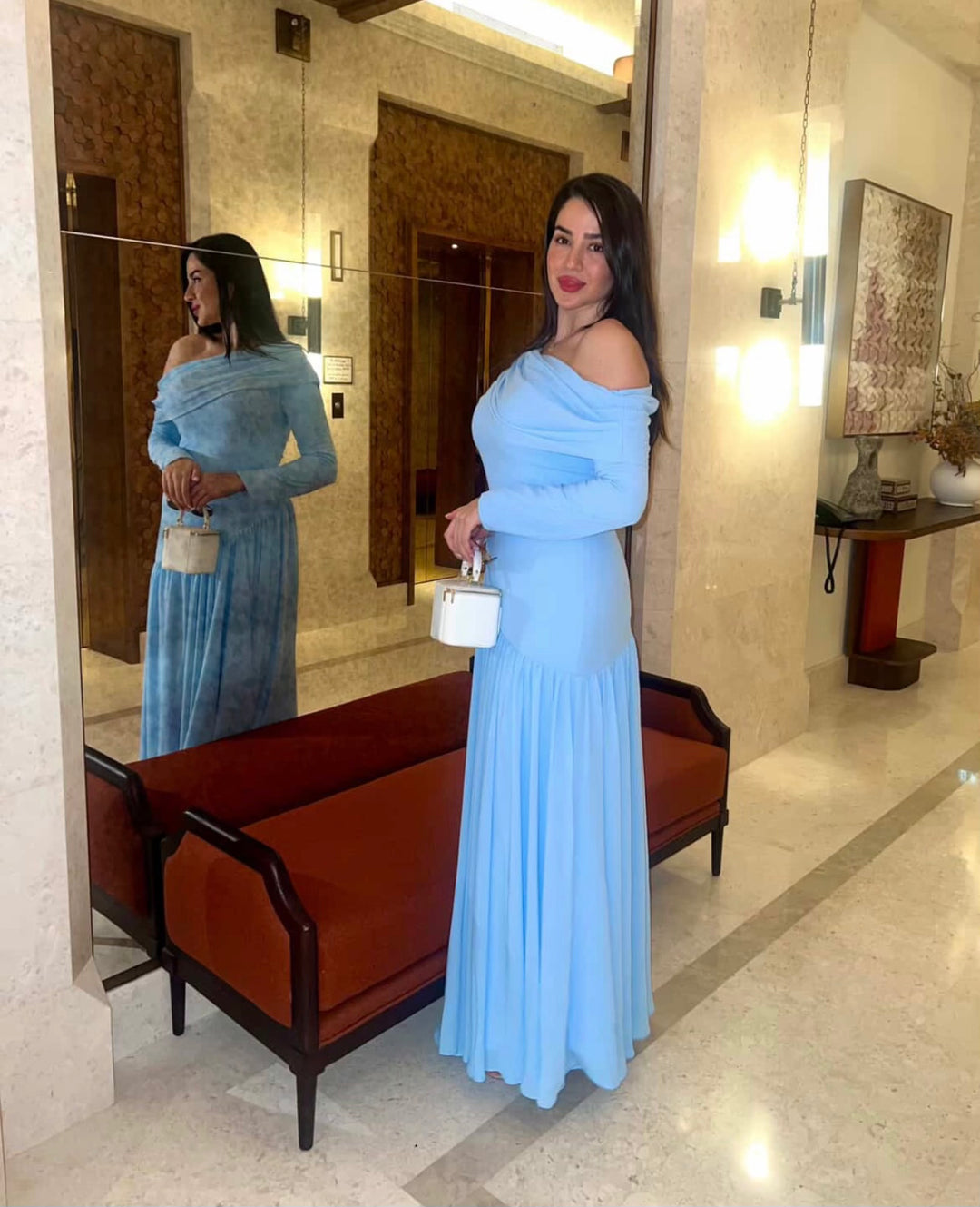 off-shoulder draped jersey gown – ARIA-1