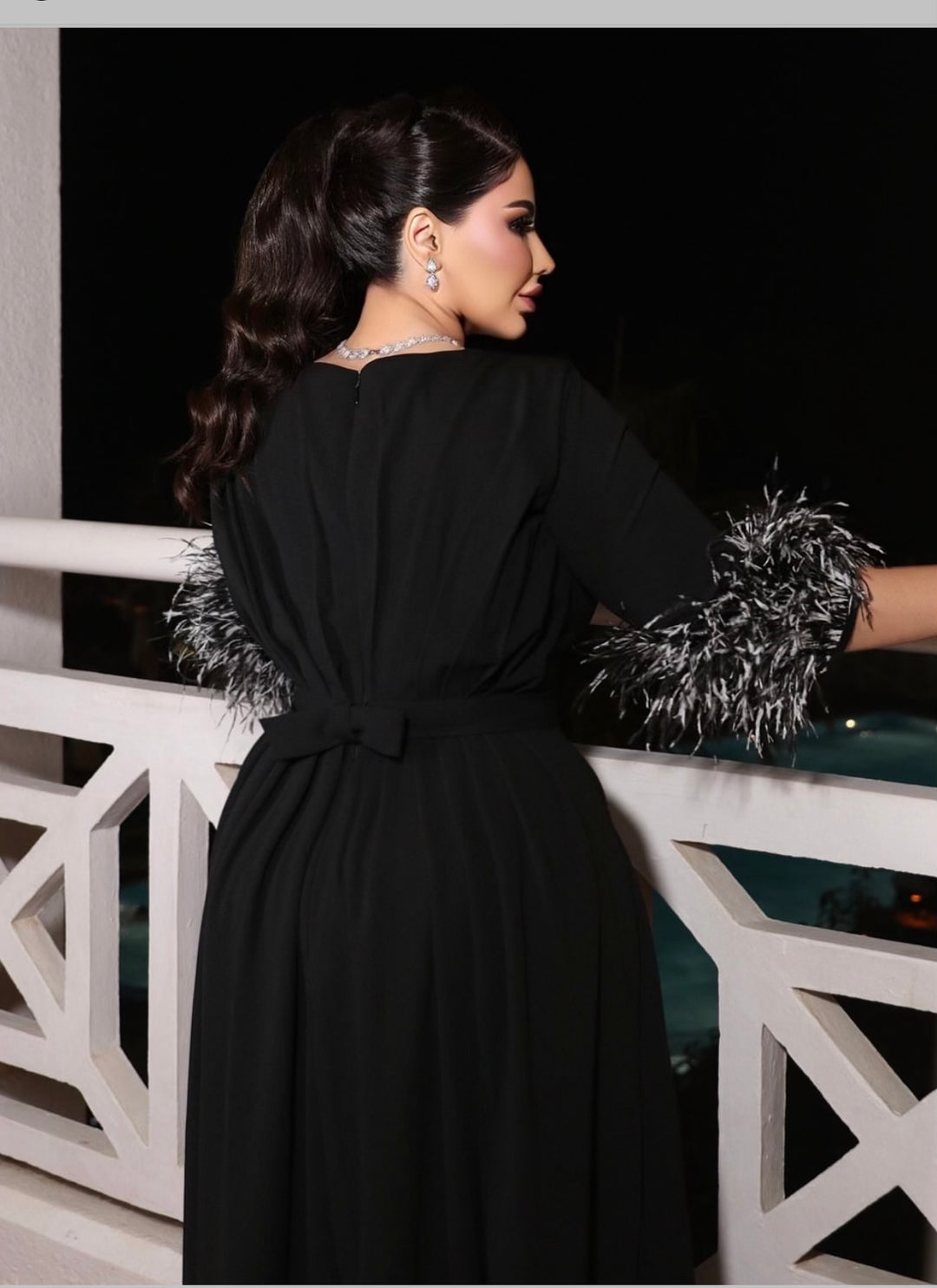 feather-cuff A-line gown – Zonal-1