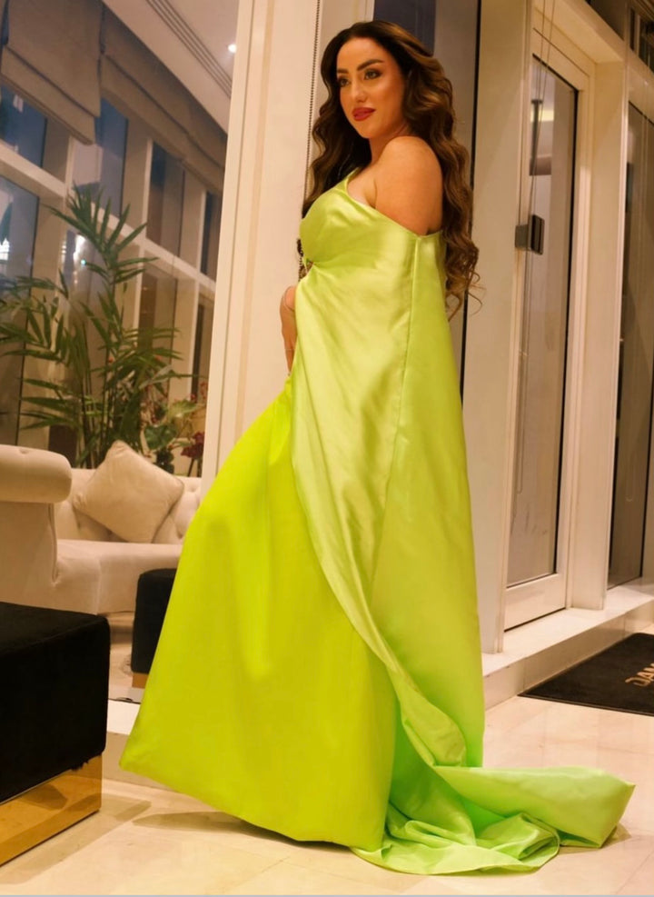 One-shoulder column dress with draped cape - Sarah-1