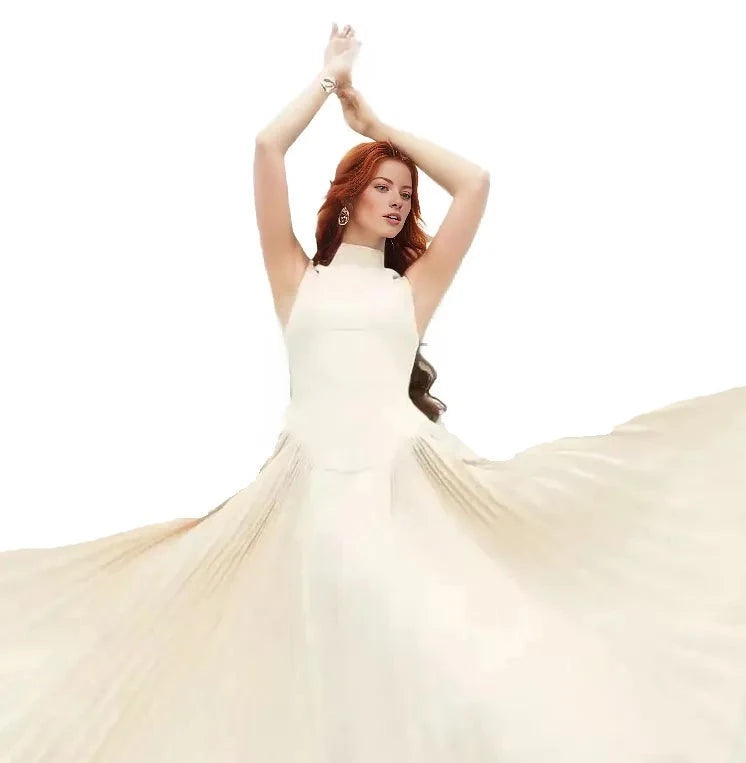 Sleeveless high-neck midi dress with pleated skirt – Jolian