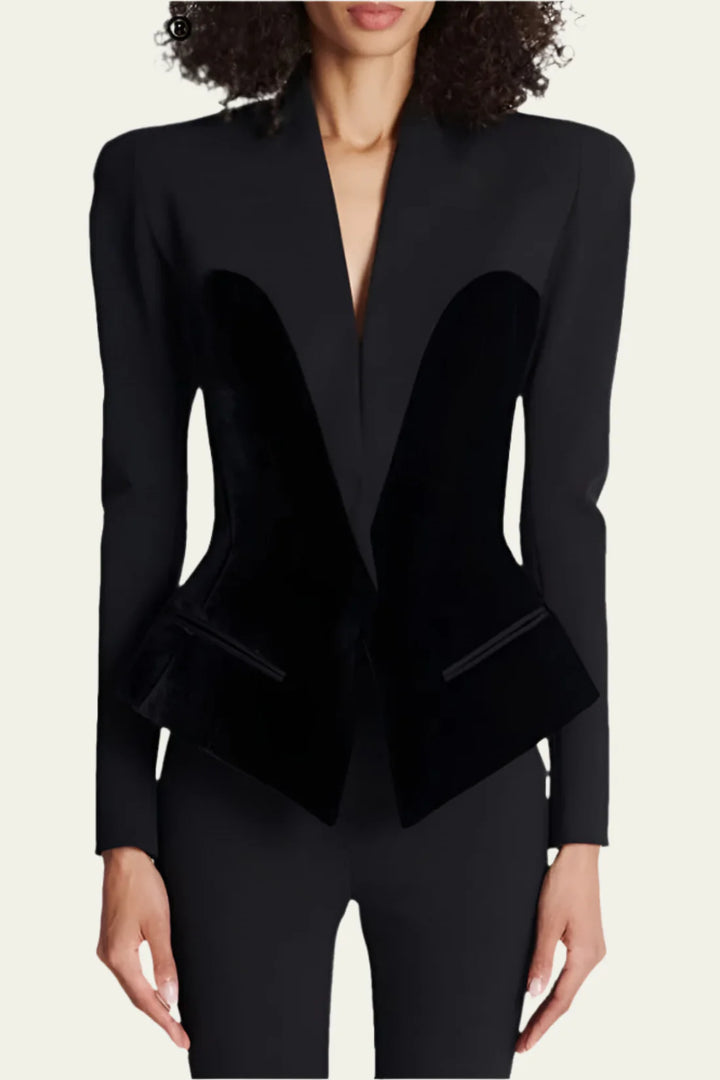 structured velvet-panel blazer – BOLIR