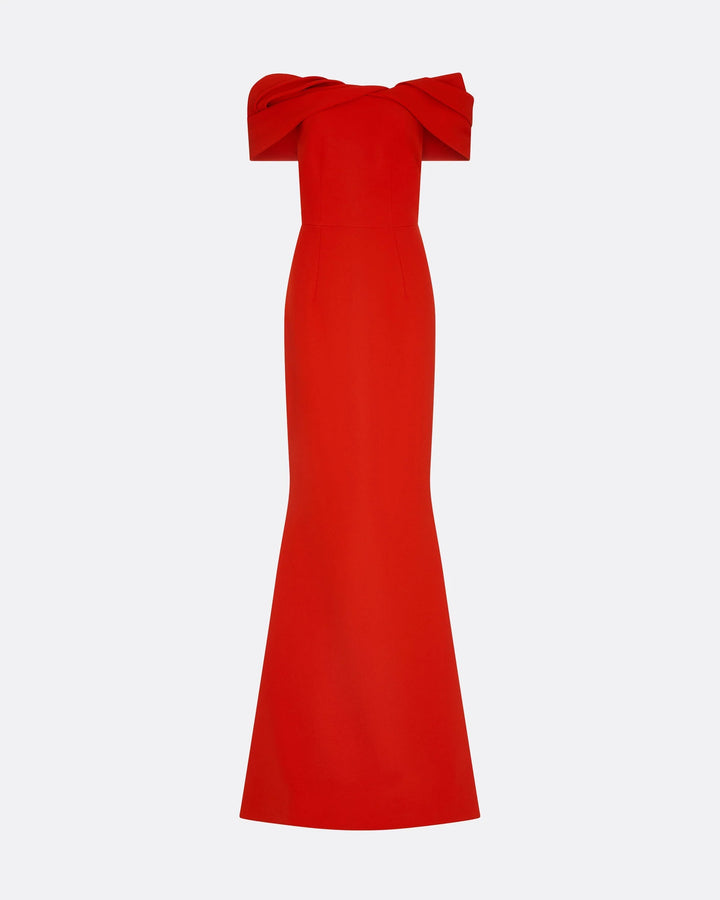 off-shoulder mermaid gown with sculpted neckline fold – SCARLETTA