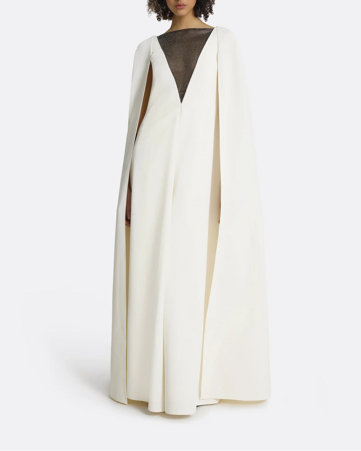 V-Neck Dress with Embellished Detail - Ivory