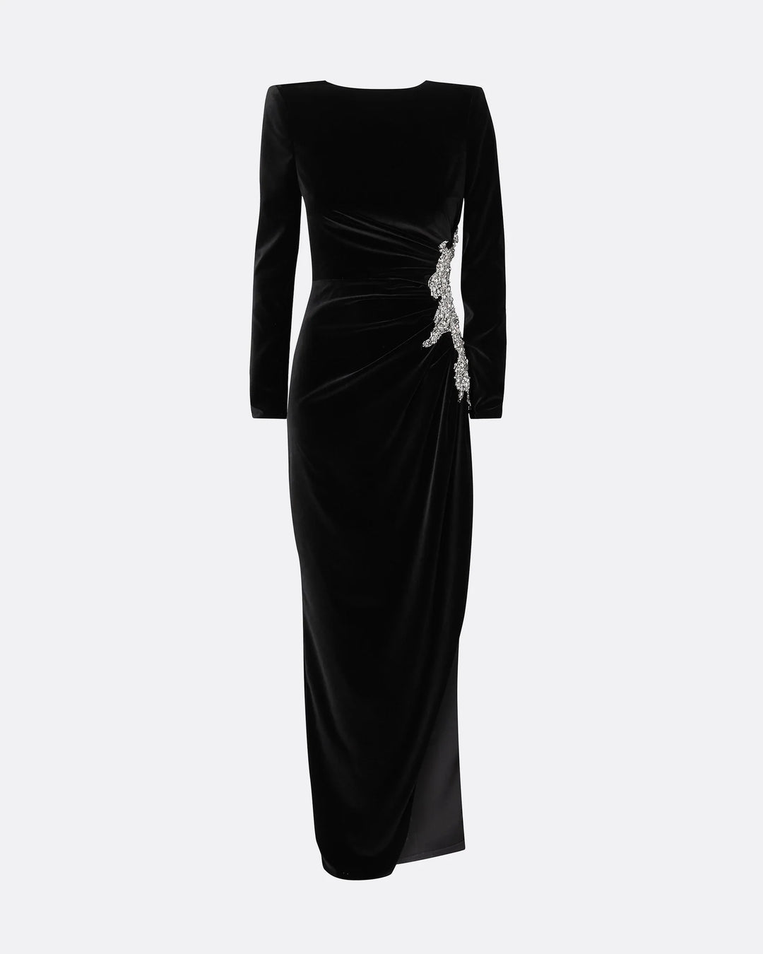 Long sleeve dress with embellished waist sides and draped details - Poppy