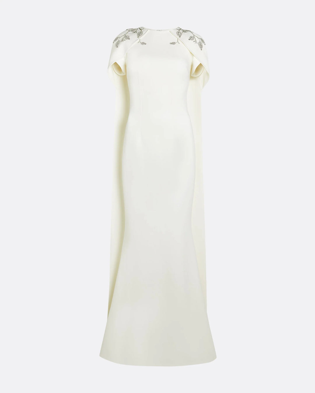 Embroidered column dress with shoulder cape - Lana-1