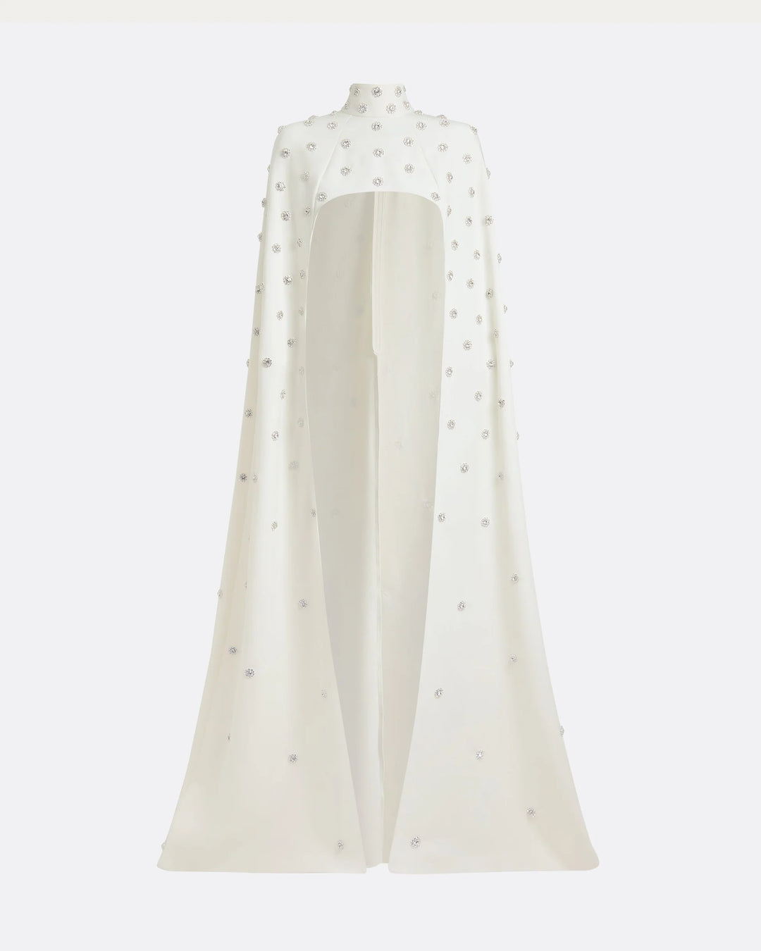 embellished ivory gown with high-neck cape overlay – CELESTIA