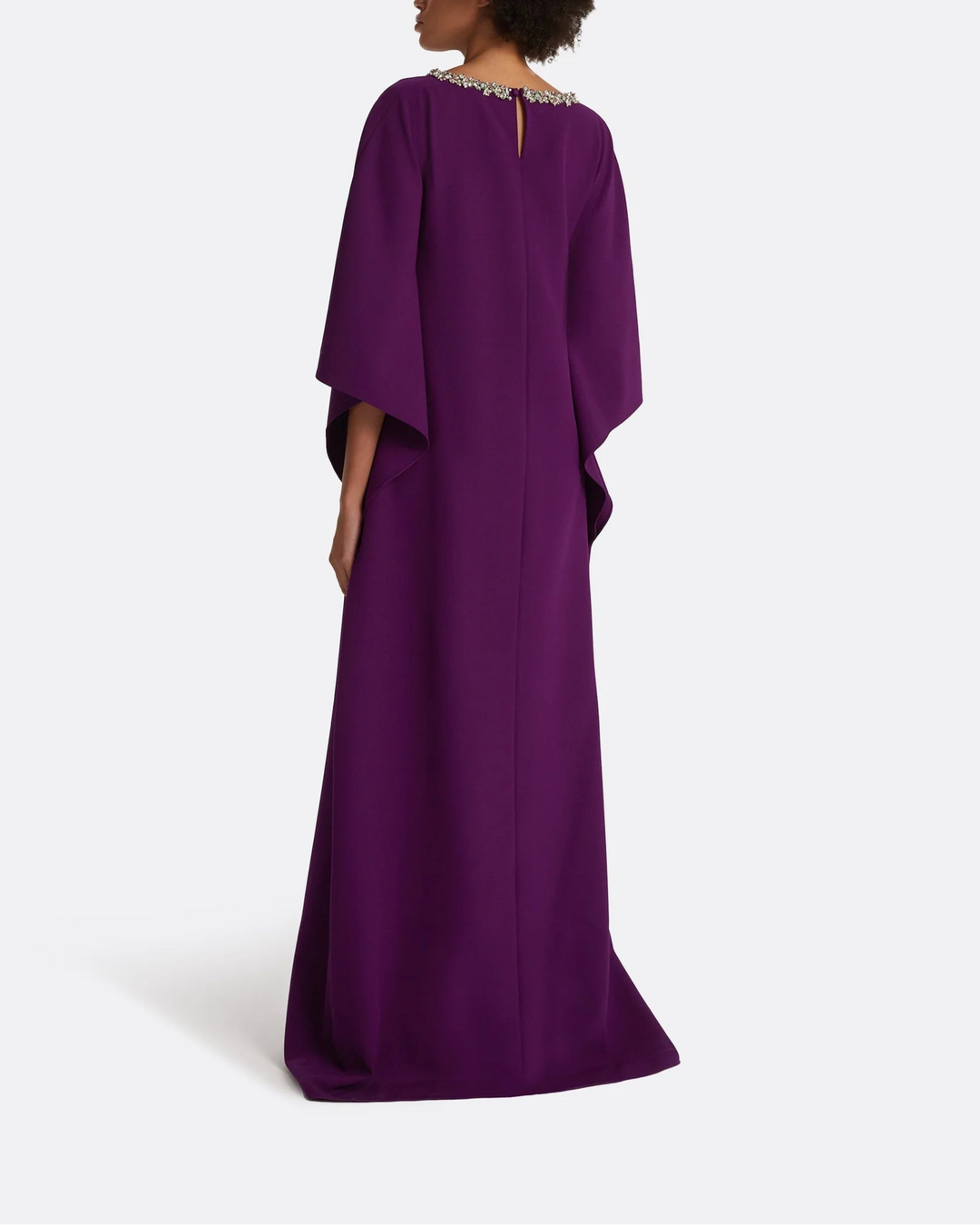 batwing-sleeve gown with crystal neckline – AZURÉE