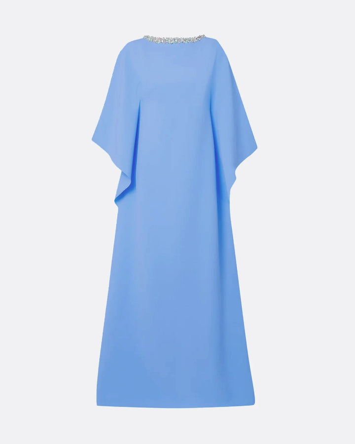 batwing-sleeve gown with crystal neckline – AZURÉE