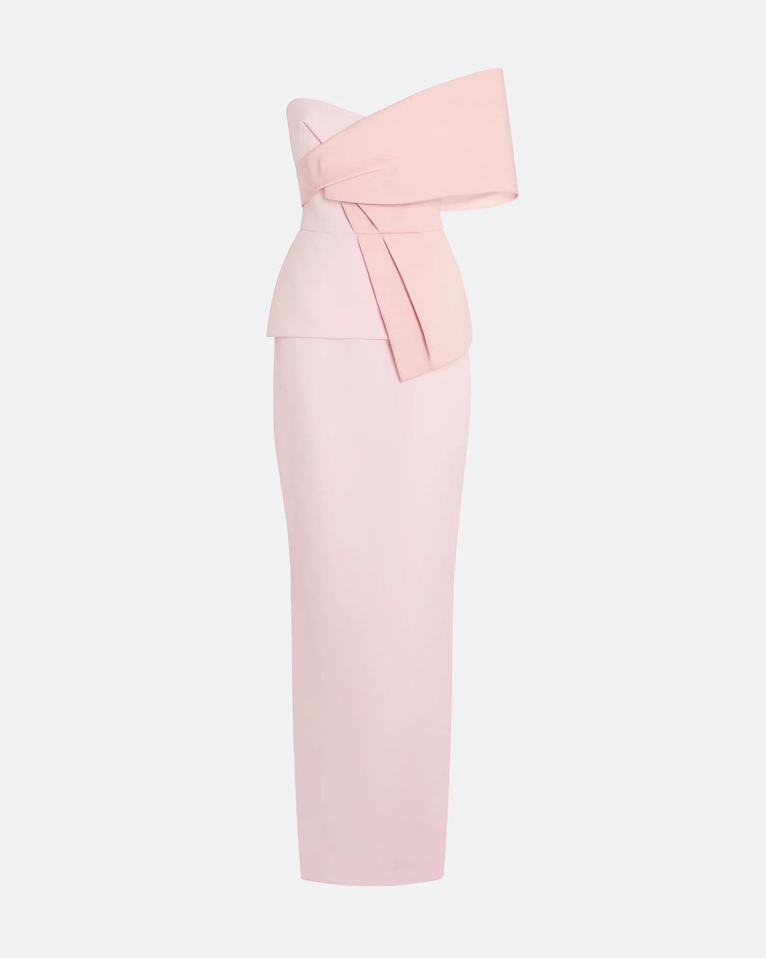 strapless column gown with oversized asymmetric bow – PETAL