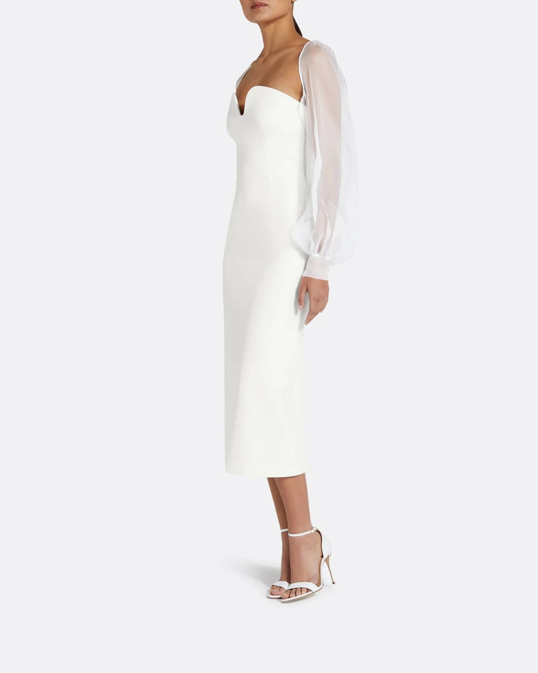 Sheer Puff Sleeve Midi Dress - Reta