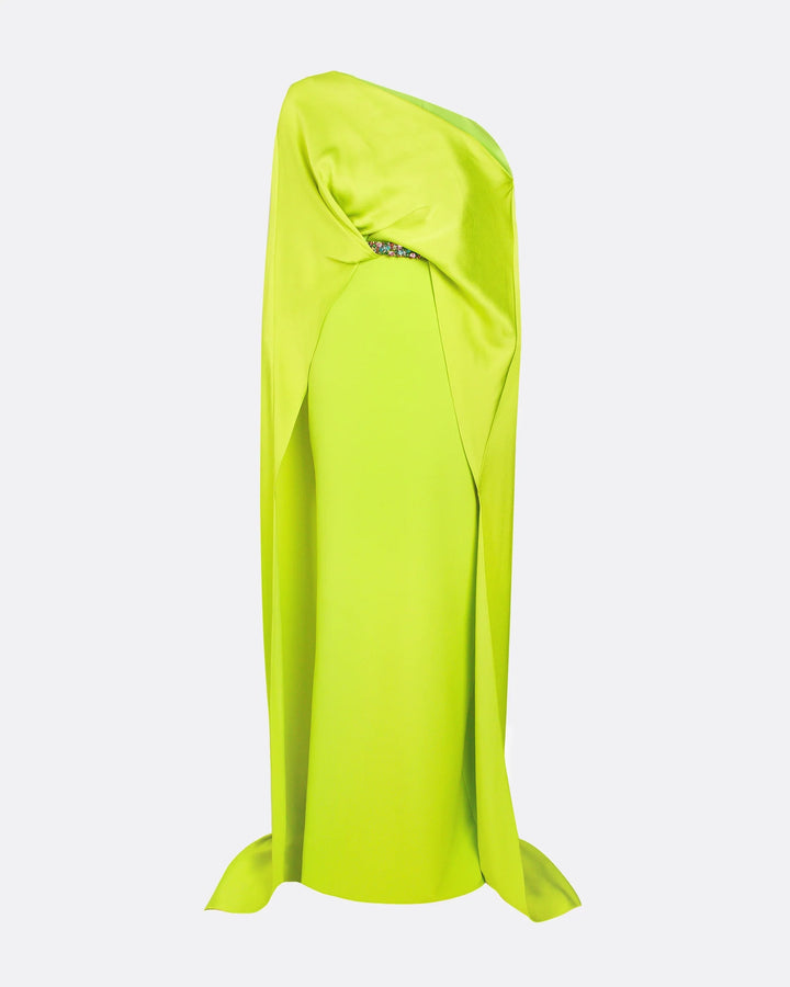 One-shoulder column dress with draped cape - Sarah-1