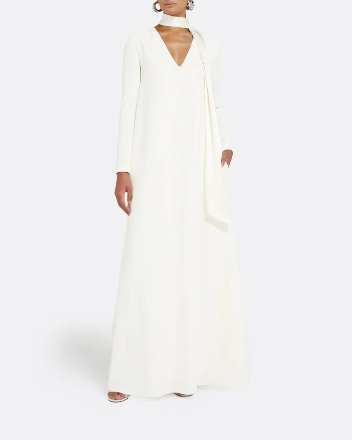 Long-sleeve gown with scarf - Lina